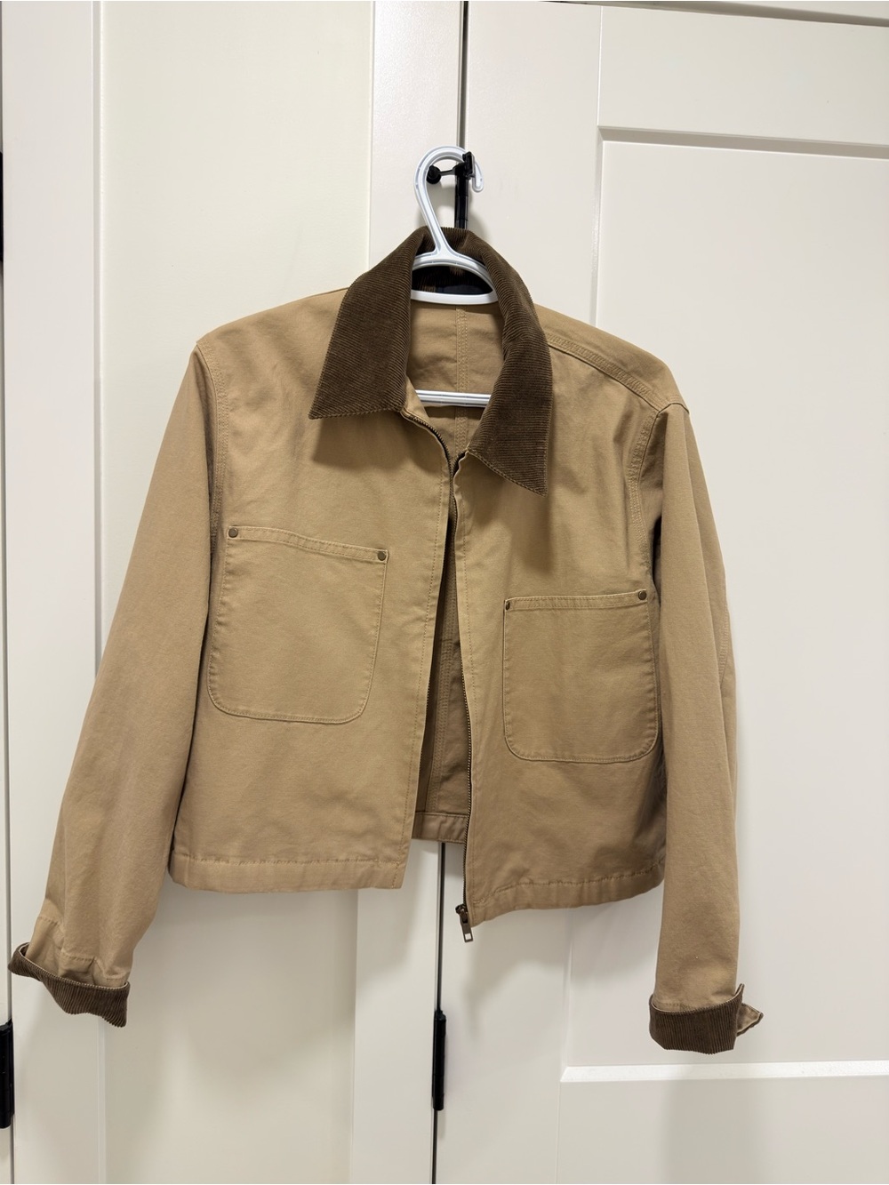 Uniqlo Tan Jacket with Brown Corduroy Collar